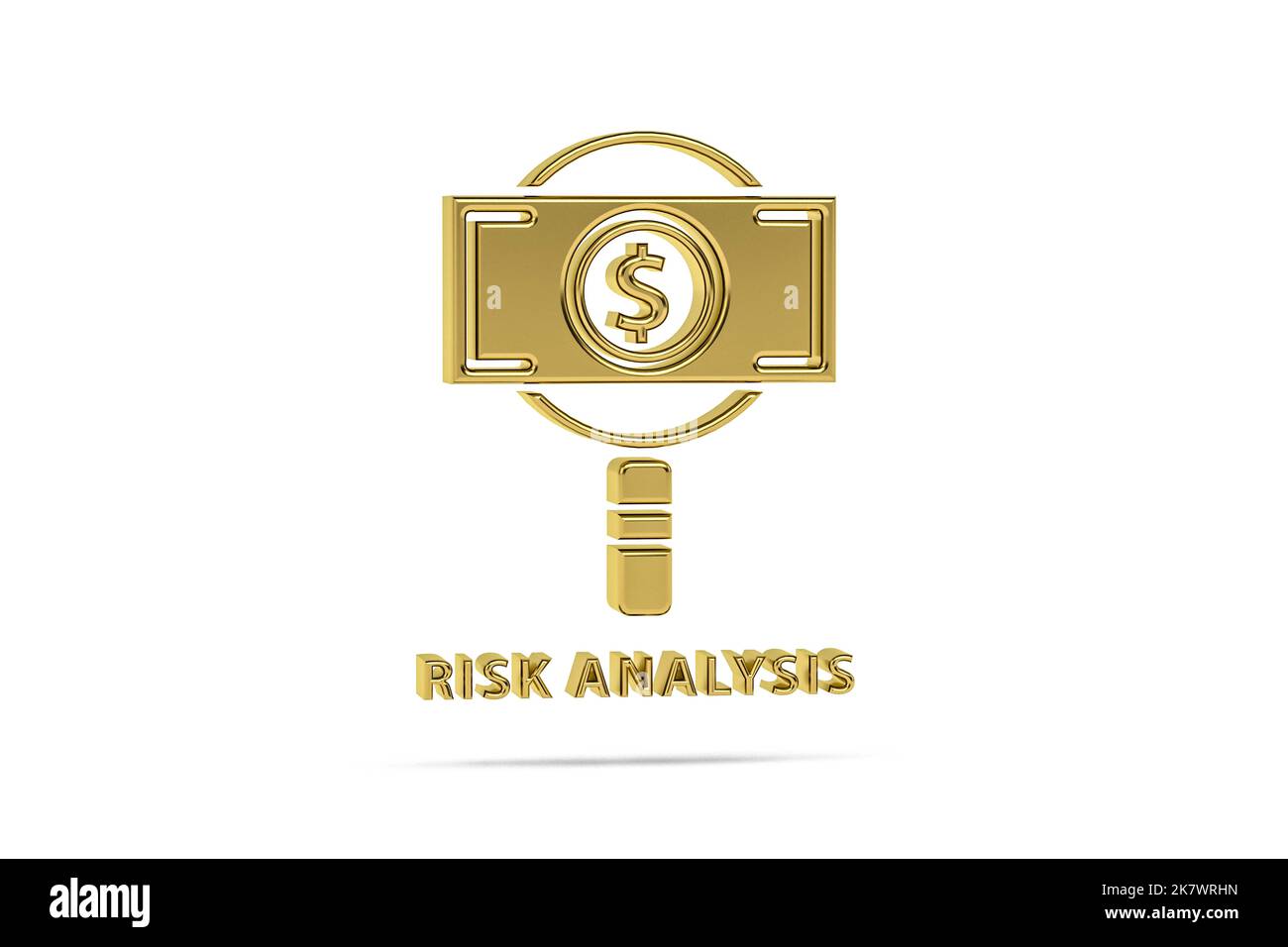 Golden 3d risk icon isolated on white background - 3D render Stock