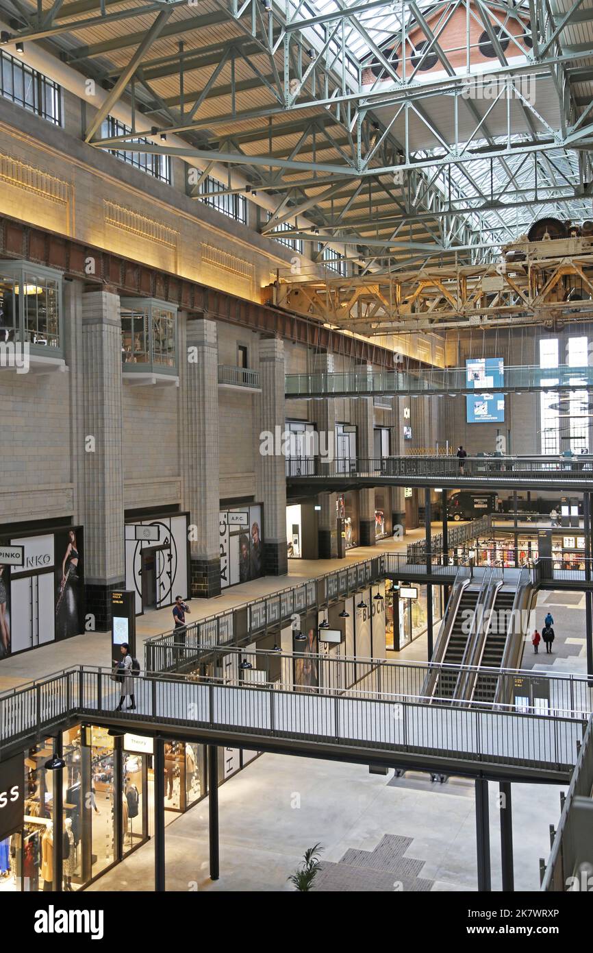 Interior view of Turbine Hall A in the newly refurbished Battersea Power Station, London, UK