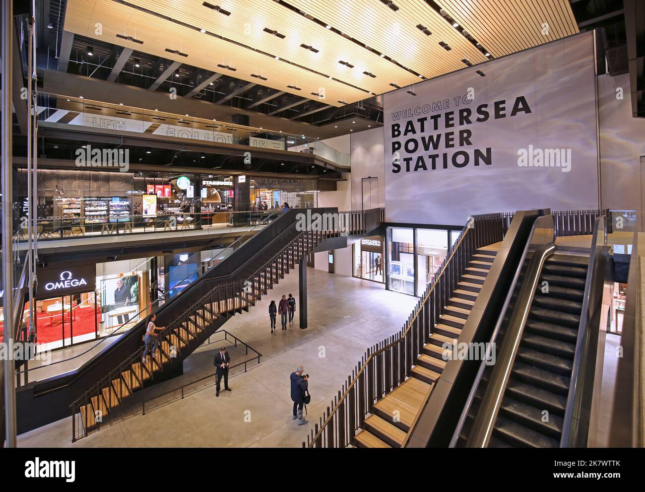 Main entrance to the turbine halls in the newly refurbished Battersea Power Station, London, UK