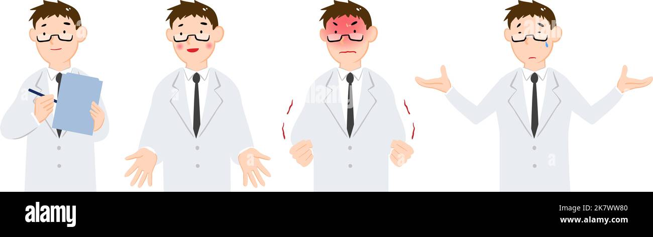 Men's emotions set in white coat Stock Vector Image & Art - Alamy