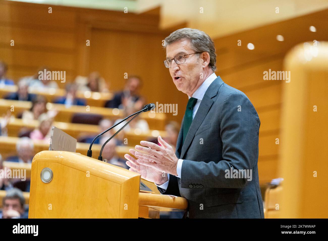 Alberto Nuñez Feijoo. President of the Popular Party of Spain in the Senate of Madrid. MADRID, SPAIN - OCTOBER 18, 2022. Stock Photo