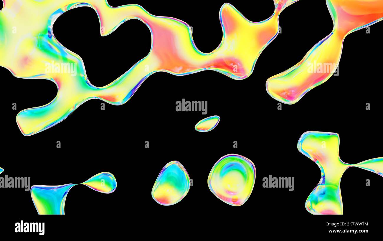 Fluid color glass drops y2k background. Holographic dynamic iridescent