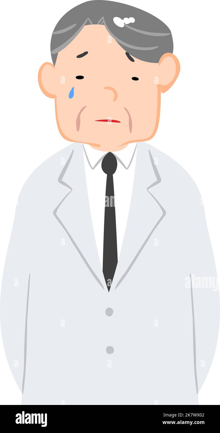 Illustration of a drowning man in a white coat Stock Vector