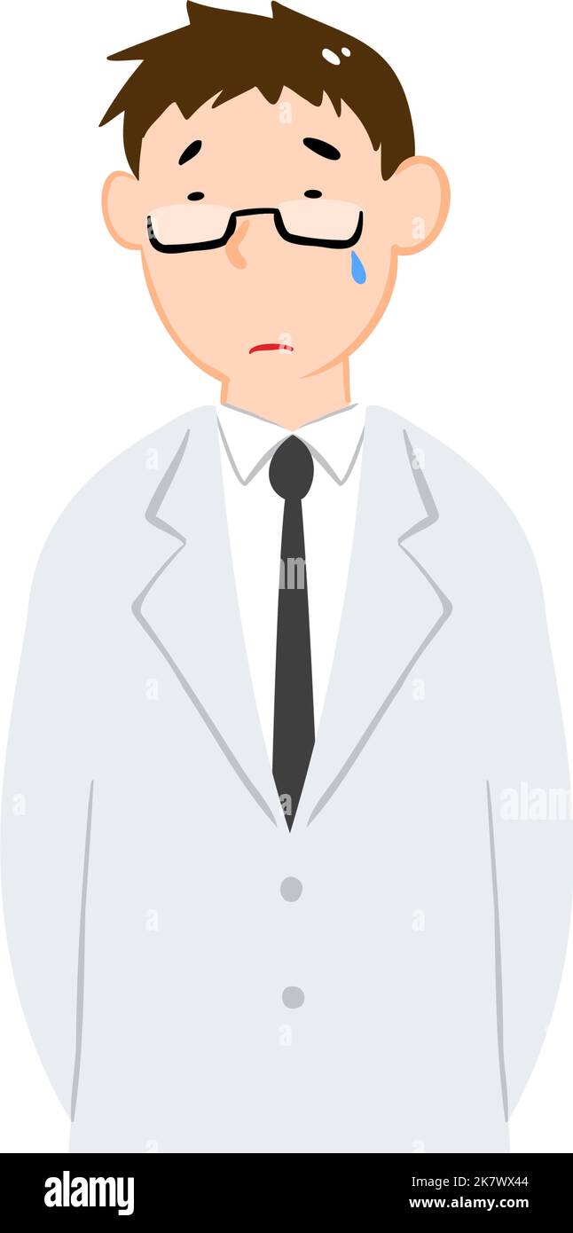 Illustration of a drowning man in a white coat Stock Vector