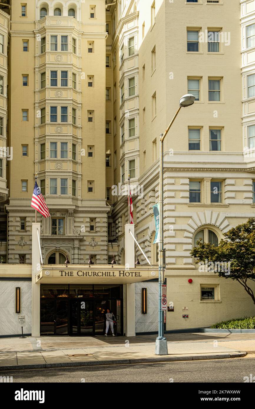 Churchill Hotel Near Embassy Row, 1914 Connecticut Avenue NW, Washington DC Stock Photo
