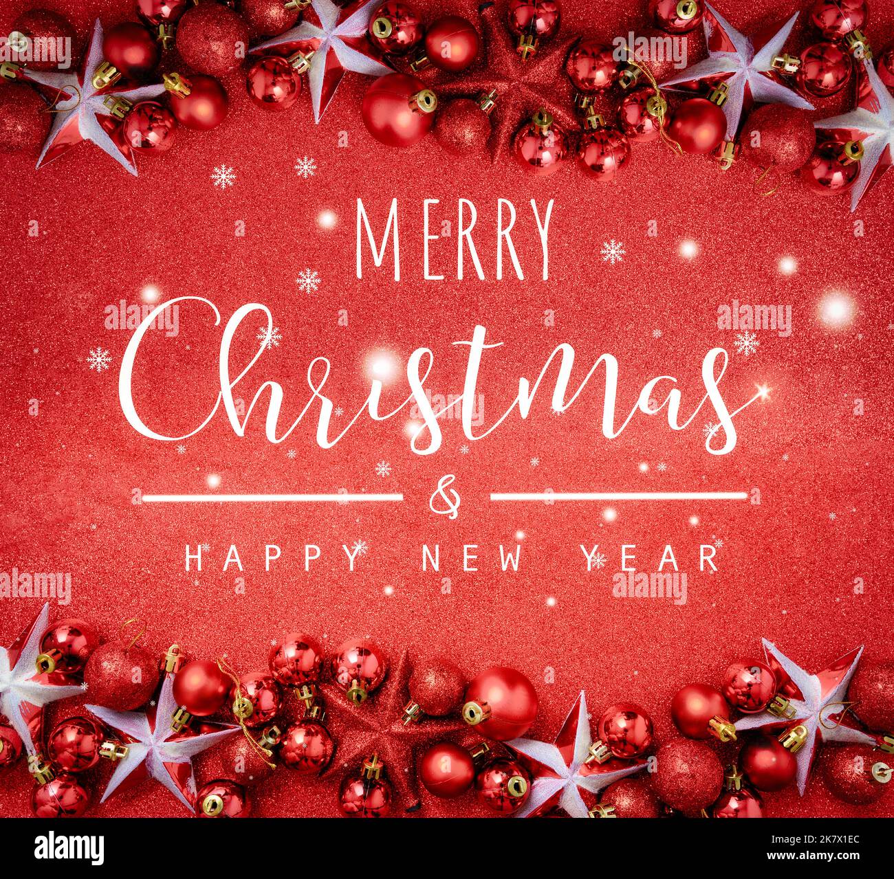 Christmas and New Year typographical on red background with Red glitter ...