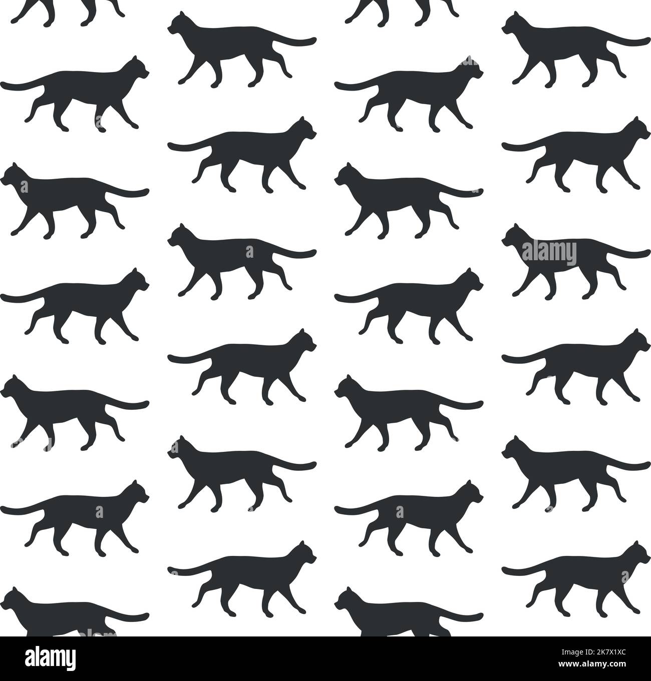 Vector seamless pattern of flat hand drawn cat silhouette isolated on ...