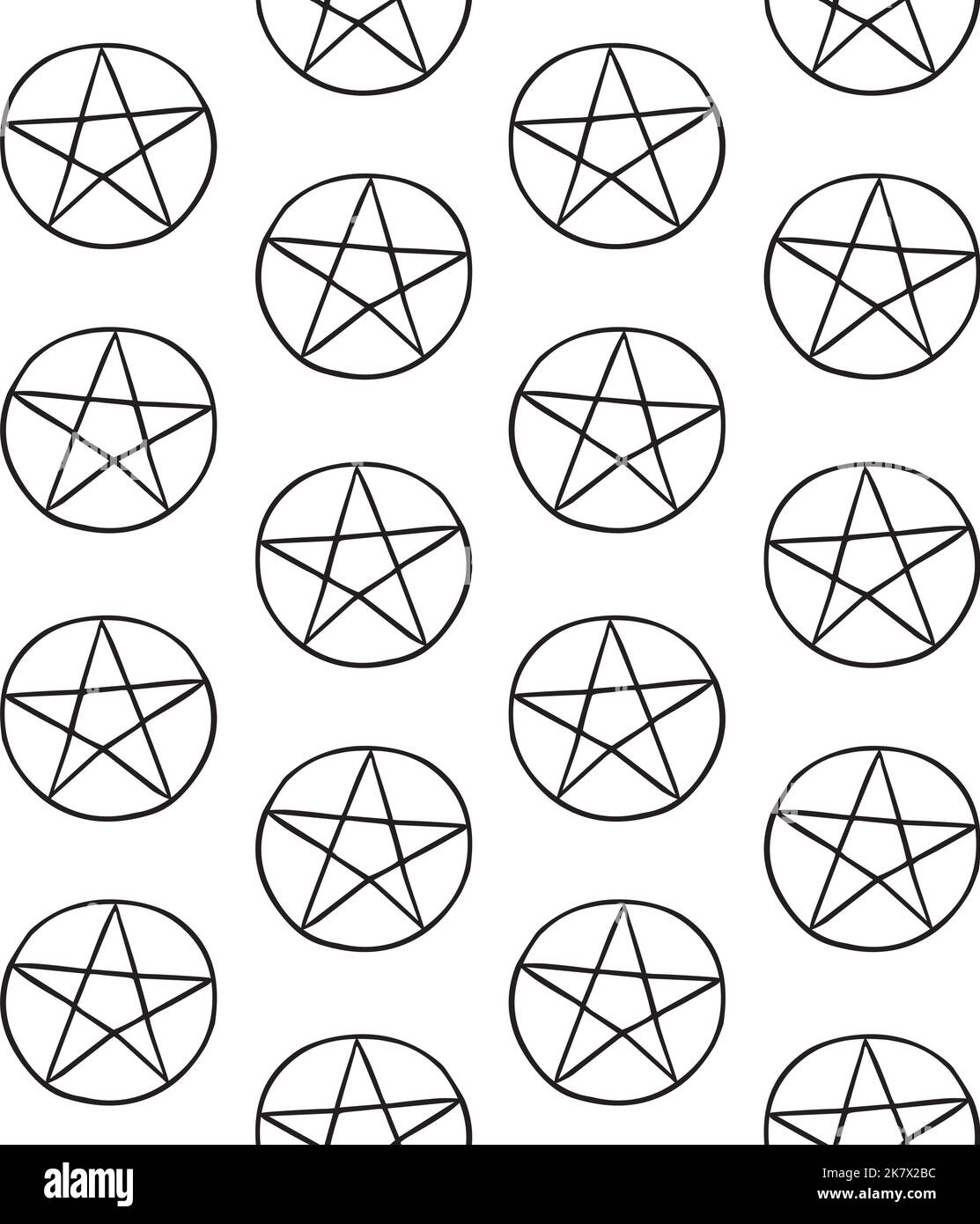 Vector seamless pattern of hand drawn doodle sketch pentagram isolated ...