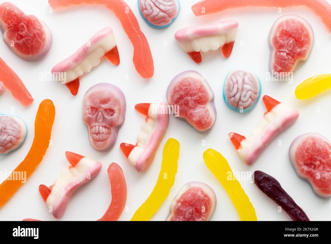 Halloween candy sweets trick or treat background Stock Photo