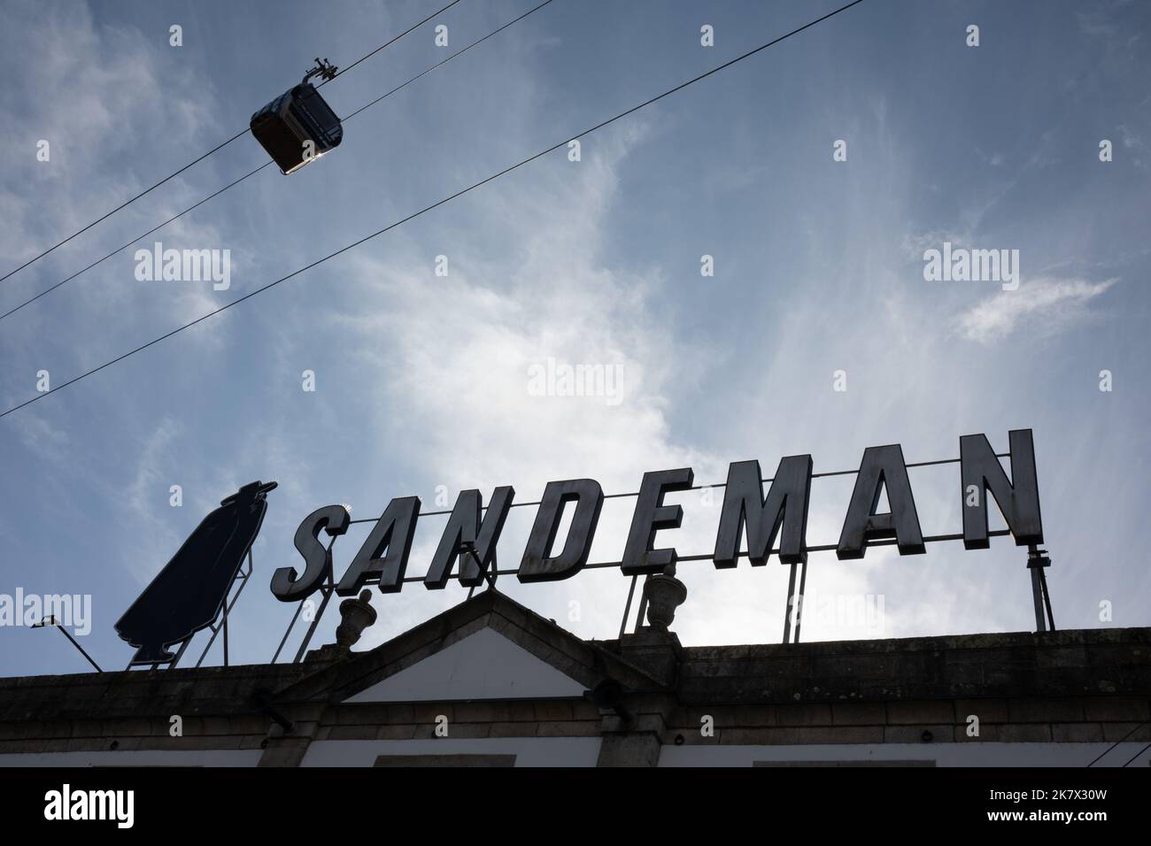 Sandeman port warehouses in Vila Nova de Gaia, in Porto, Portugal, 18 October, 2022. Stock Photo