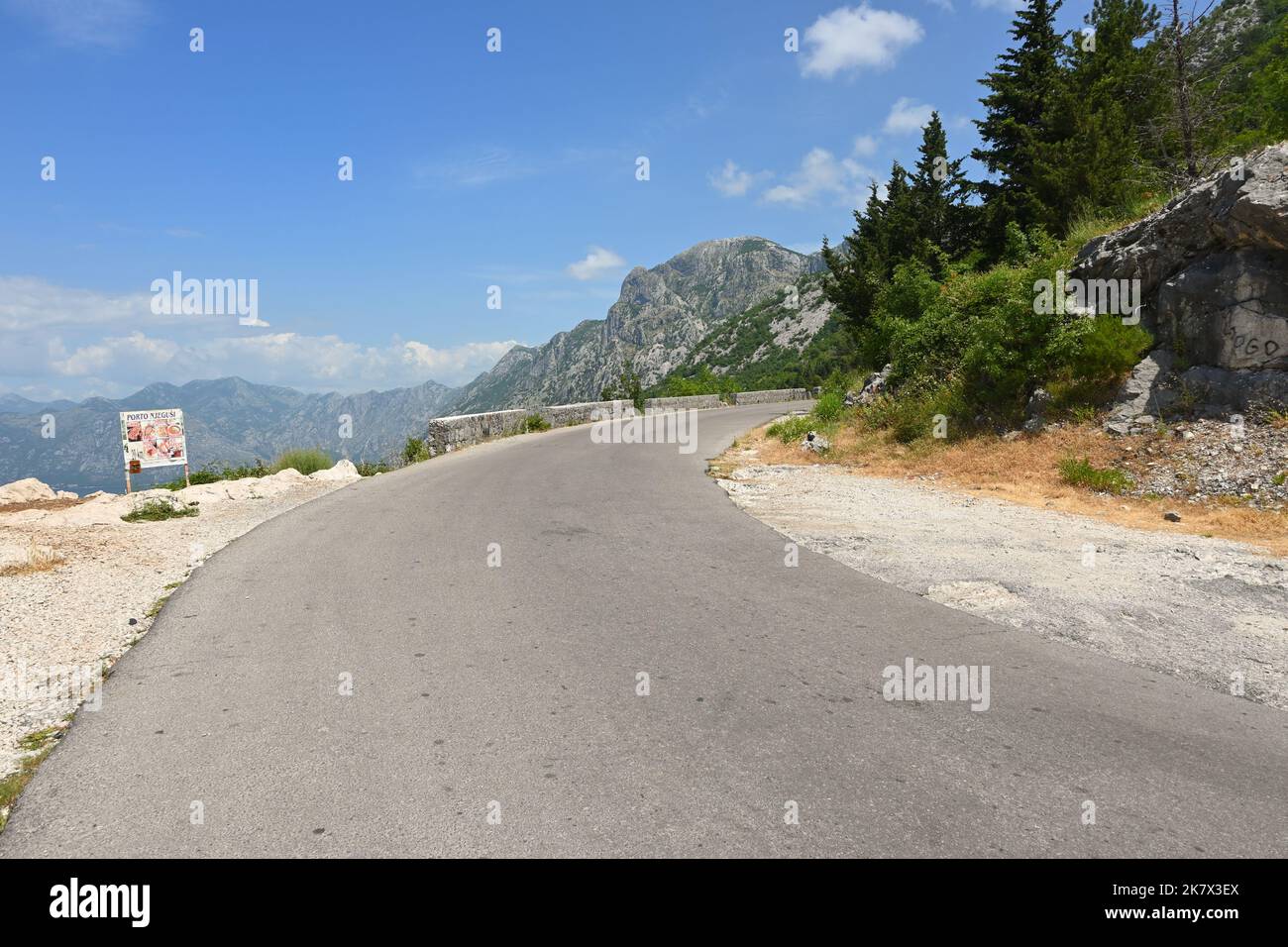 Kotor, Montenegro June 7, 2022 Serpentine mountain road from Kotor