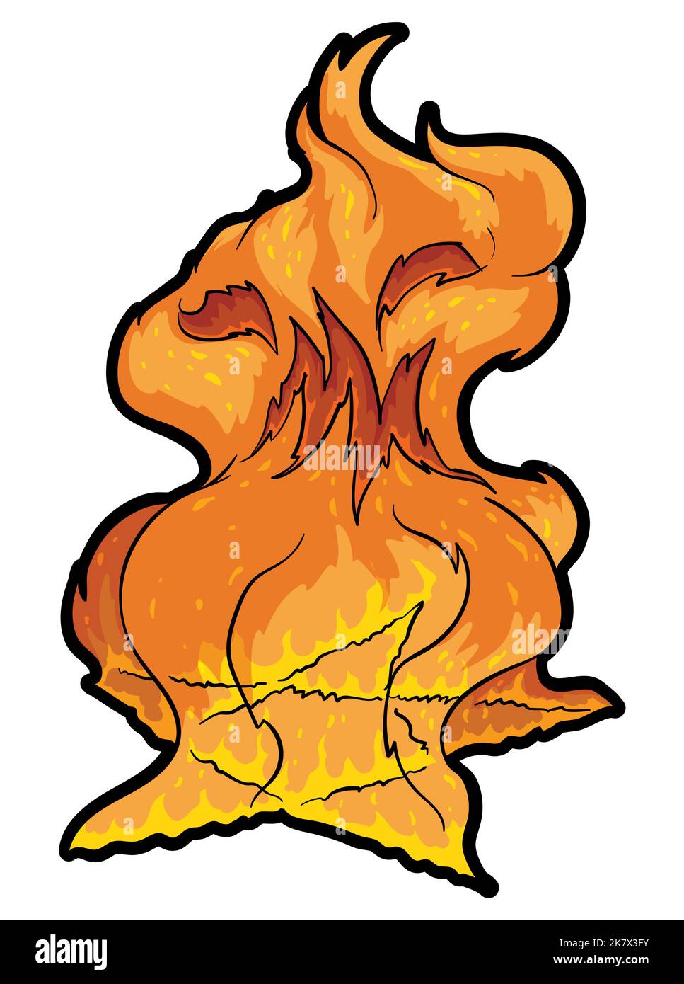 Magic spell with a fierce flame coming out of a pentagram invoking a dangerous spirit. Stock Vector