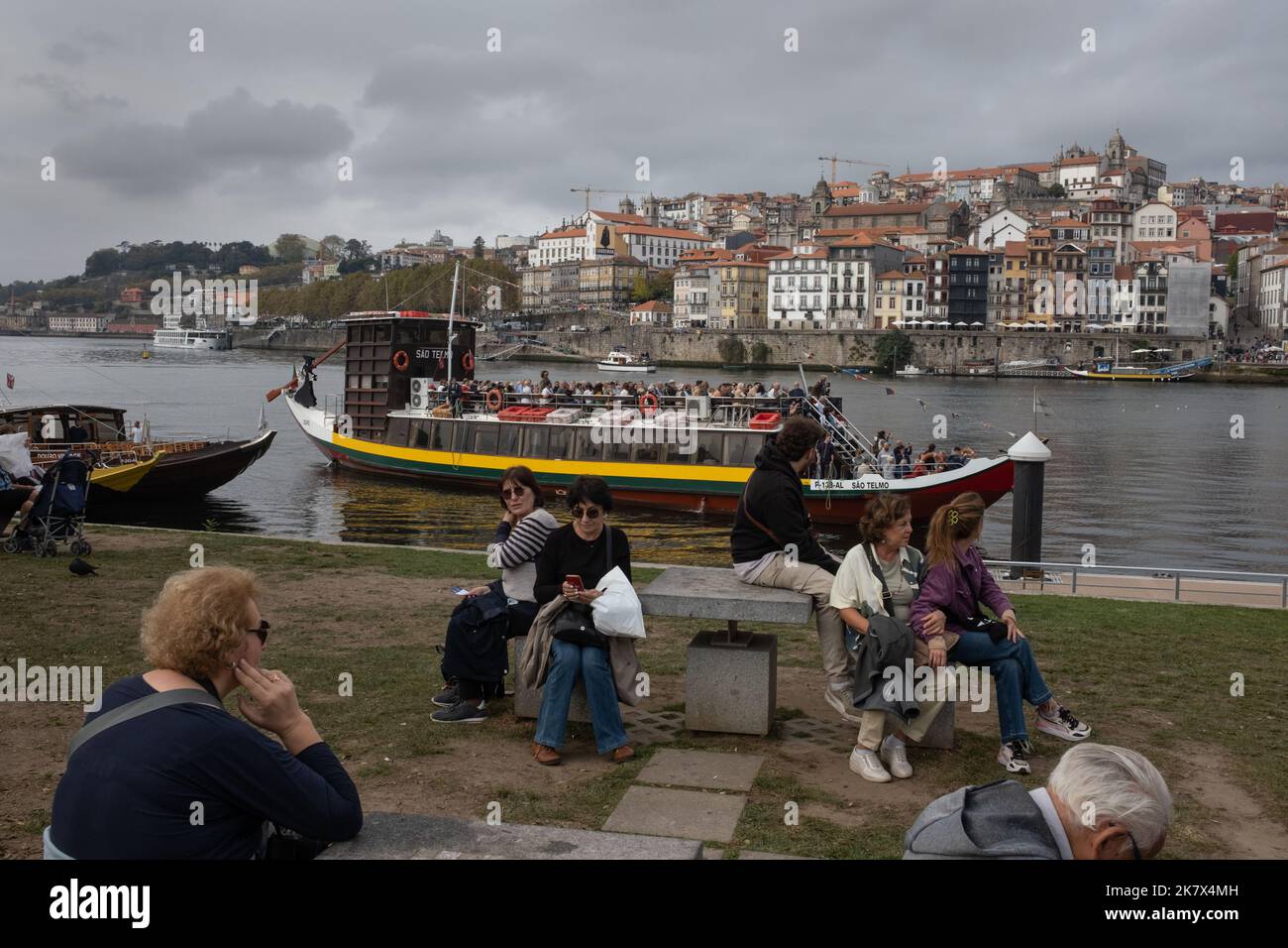 Tourists in Vila Nova de Gaia, in Porto, Portugal, 15 October, 2022. Stock Photo