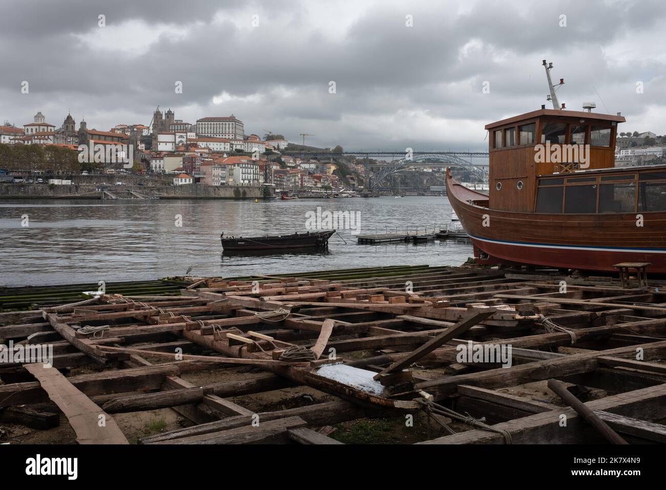 Boat yard in Vila Nova de Gaia, in Porto, Portugal, 15 October, 2022. Stock Photo