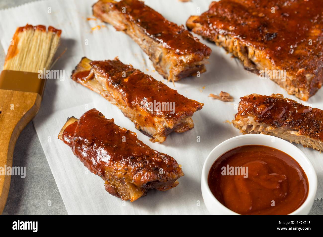Homemade BBQ Cajun Style Ribs with Sauce Stock Photo Alamy