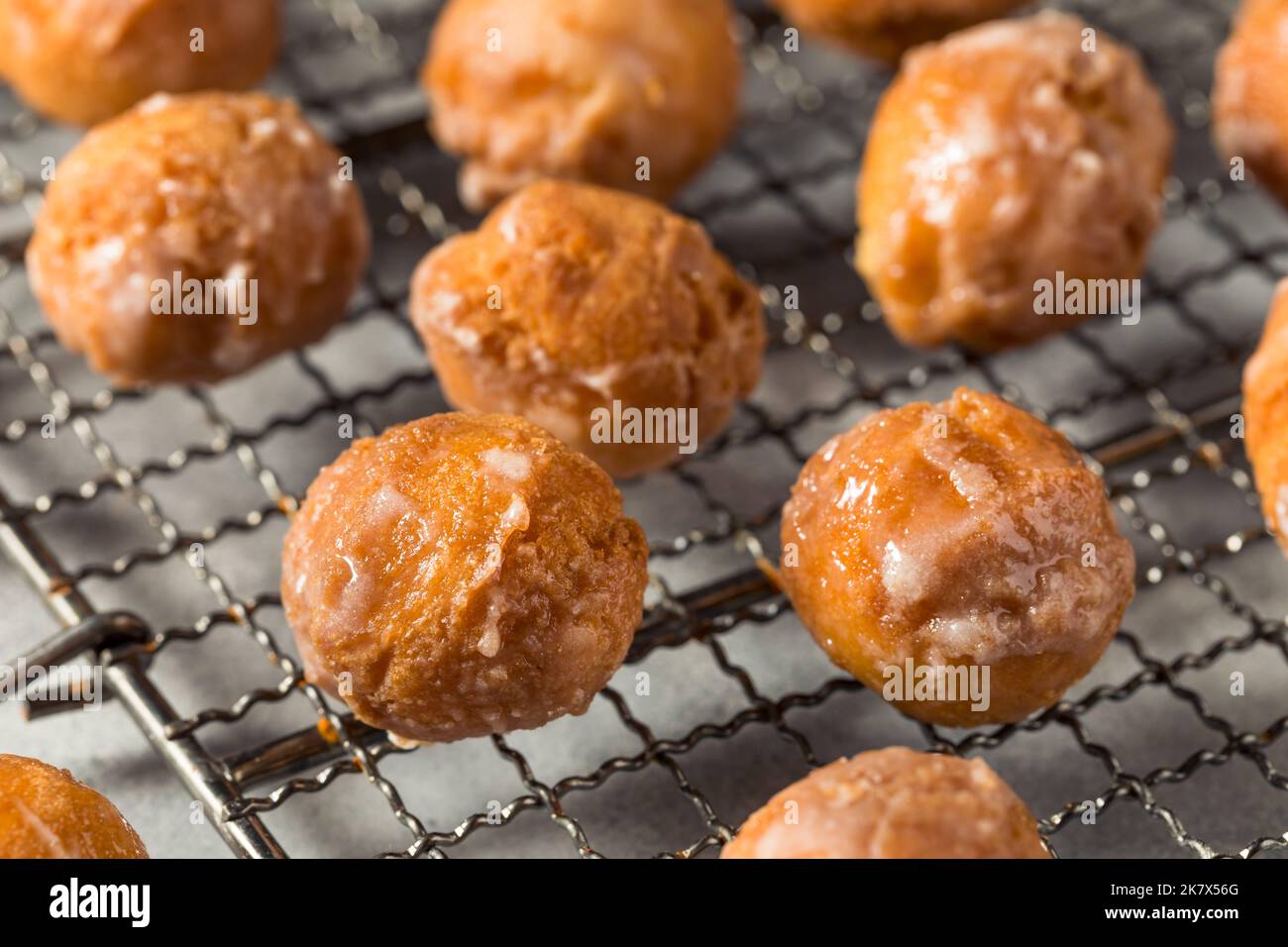 Old Fashioned Glazed Donut Holes Ready to Eat Stock Photo