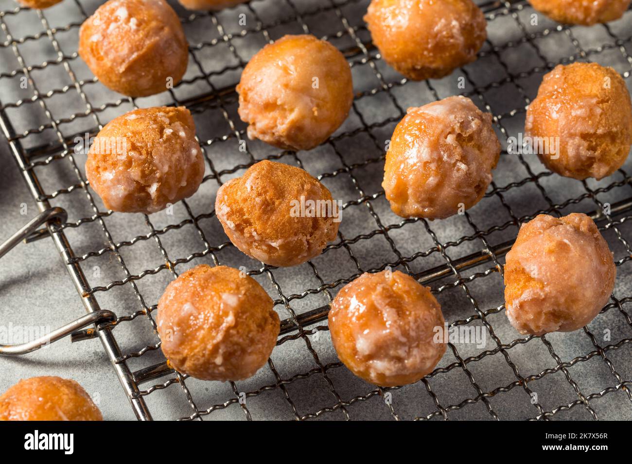 Old Fashioned Glazed Donut Holes Ready to Eat Stock Photo