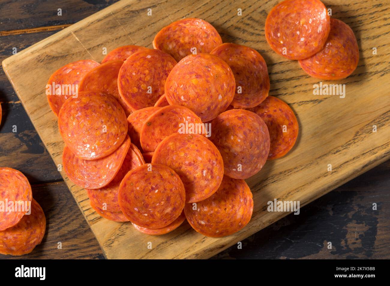 Organic Dry Beef Pepperoni Slices Ready to Eat Stock Photo Alamy
