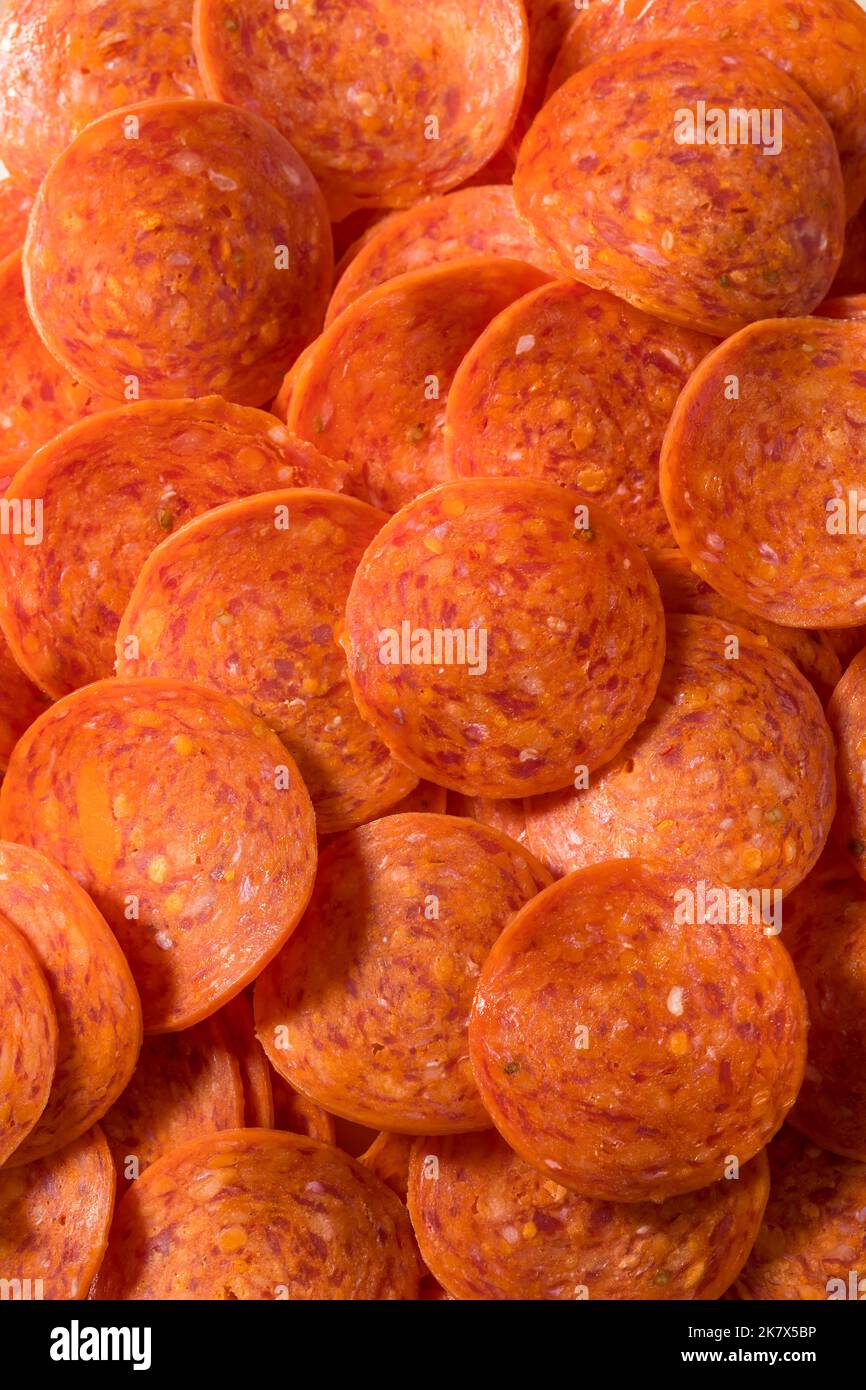 Organic Dry Beef Pepperoni Slices Ready to Eat Stock Photo Alamy