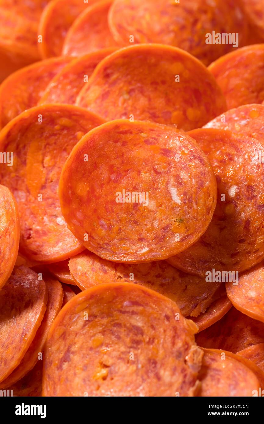 Organic Dry Beef Pepperoni Slices Ready to Eat Stock Photo Alamy