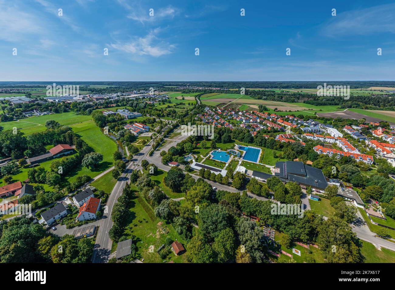 Aerial view to Bobingen in district Augsburg Stock Photo - Alamy