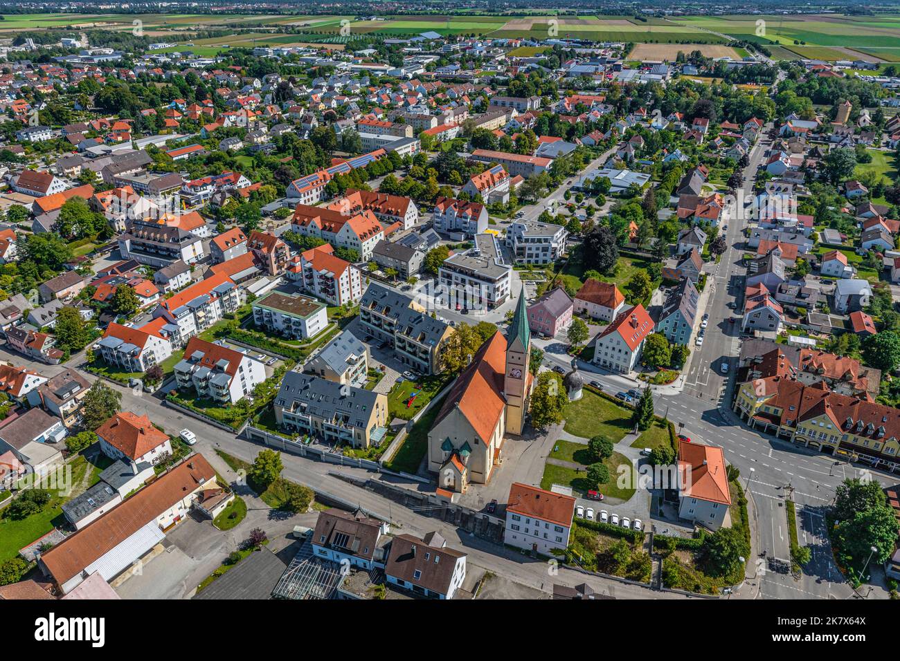 Aerial view to Bobingen in district Augsburg Stock Photo - Alamy