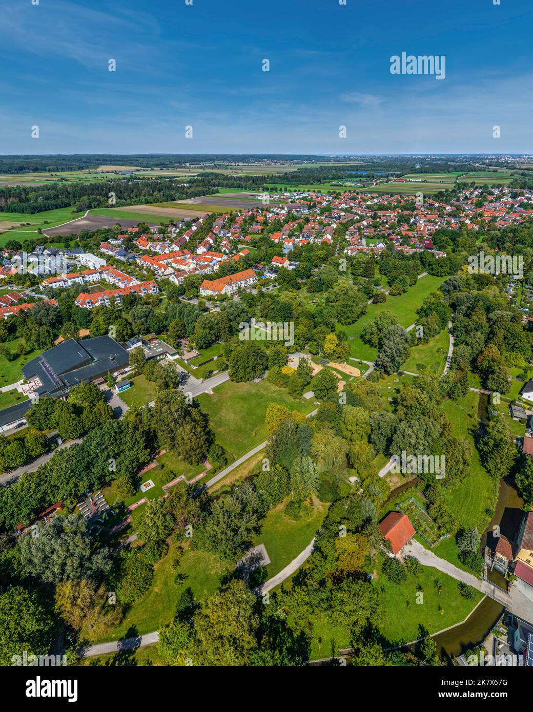 Aerial view to Bobingen in district Augsburg Stock Photo - Alamy