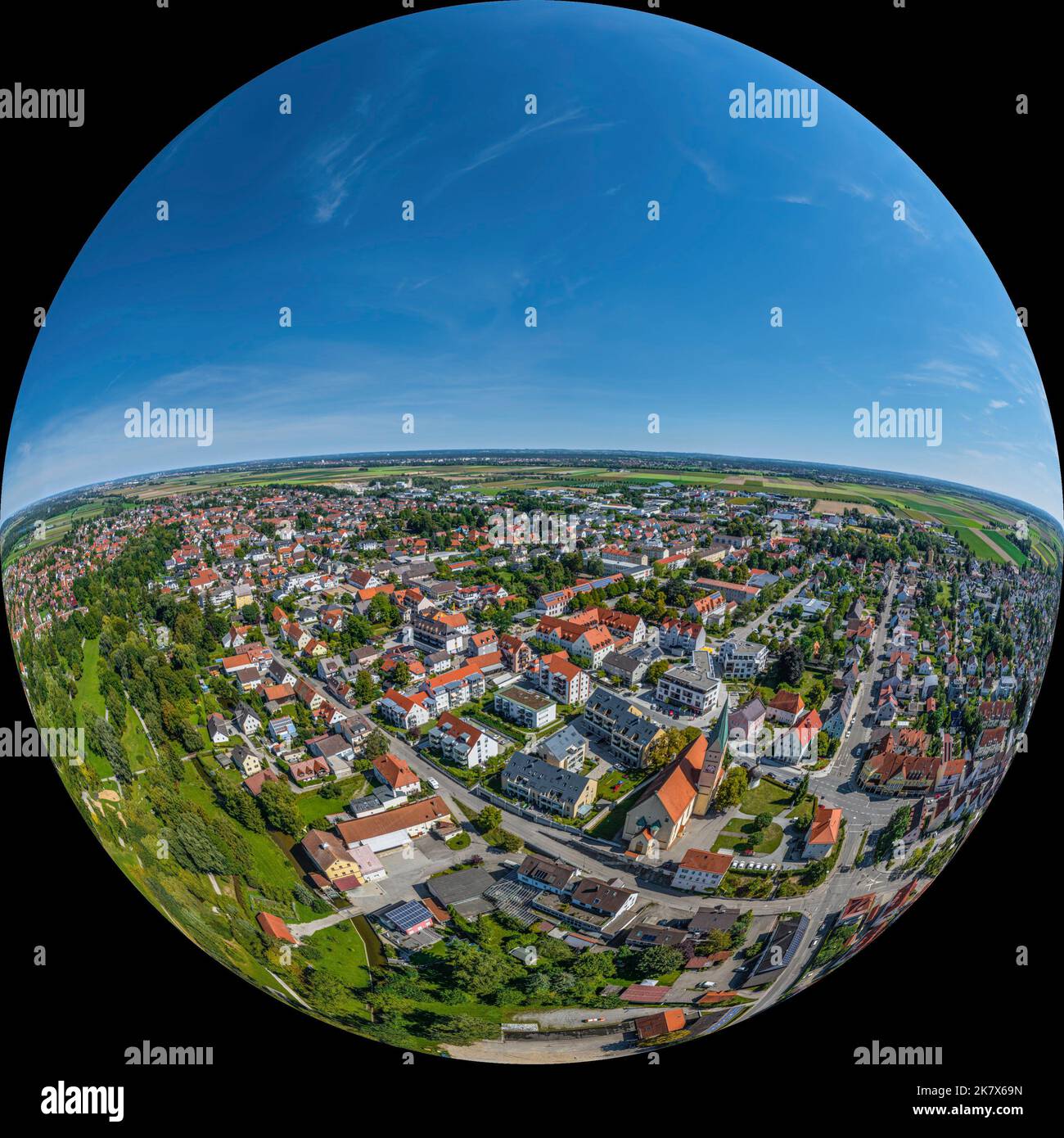 Aerial view to Bobingen in district Augsburg Stock Photo - Alamy