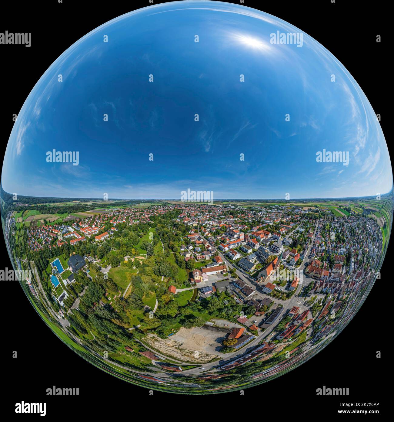 Aerial view to Bobingen in district Augsburg Stock Photo - Alamy