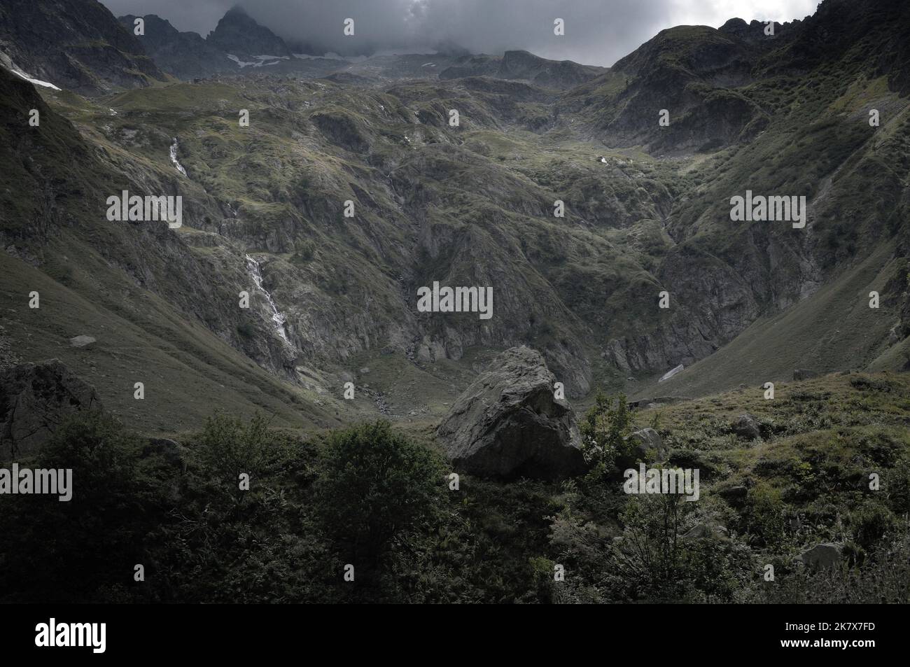 Alpine valley before a summer storm (Cuneo, Piedmont, Italy Stock Photo