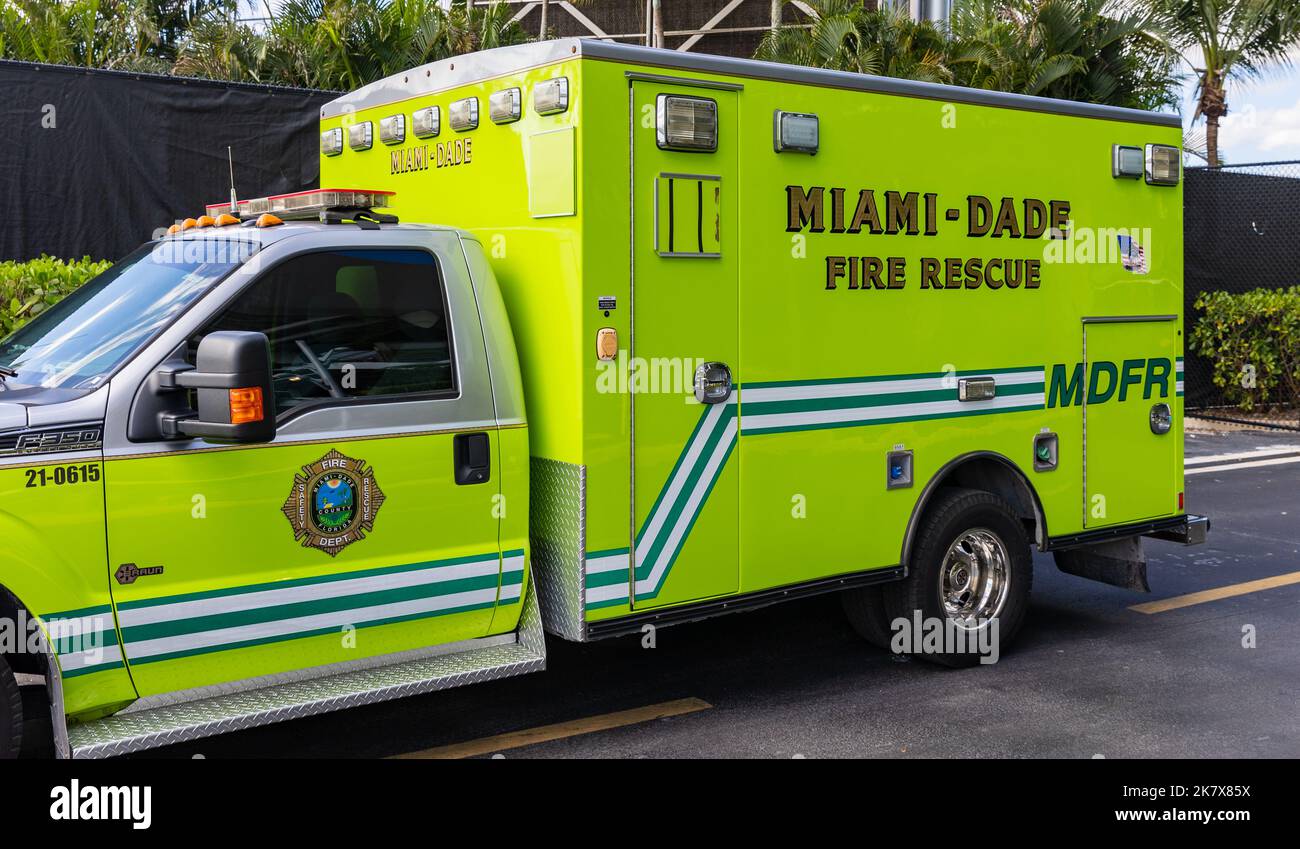 Miami Gardens, FL October 7, 2022 MiamiDade Fire Rescue vehicle
