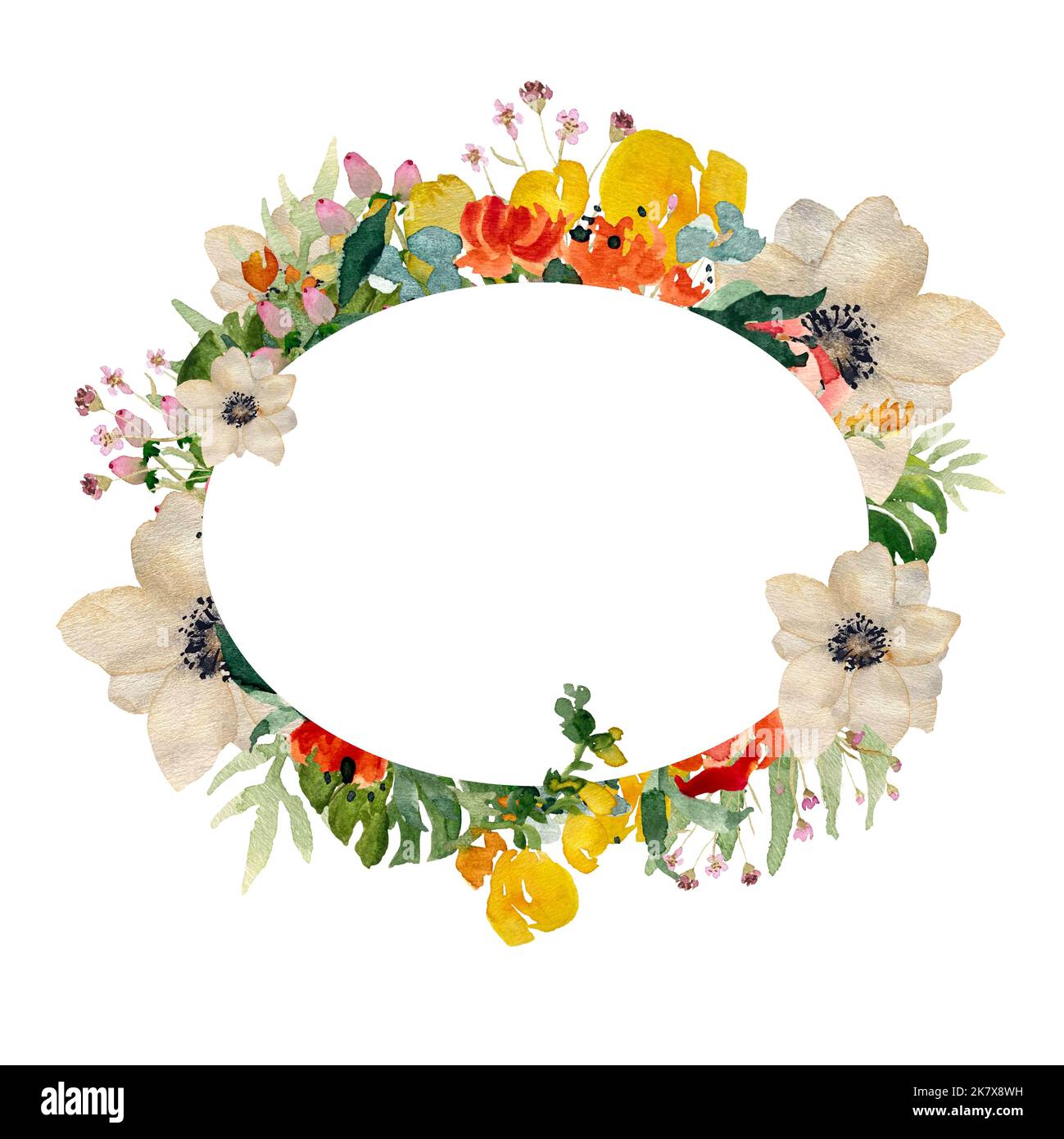 Watercolour flower border hi-res stock photography and images - Alamy