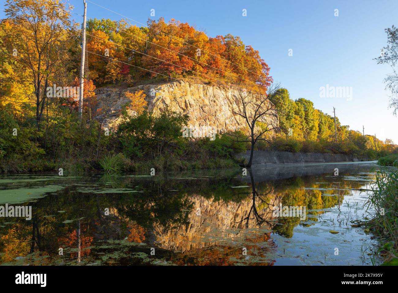 Sunrise at Split Rock on the historic I and M Canal during Fall