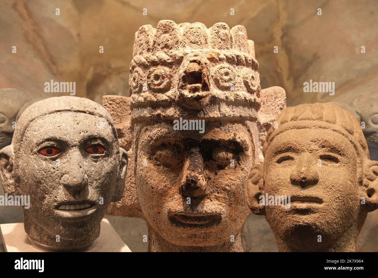 Aztec Art Aztec stone sculptures depicting human faces Stock Photo Alamy