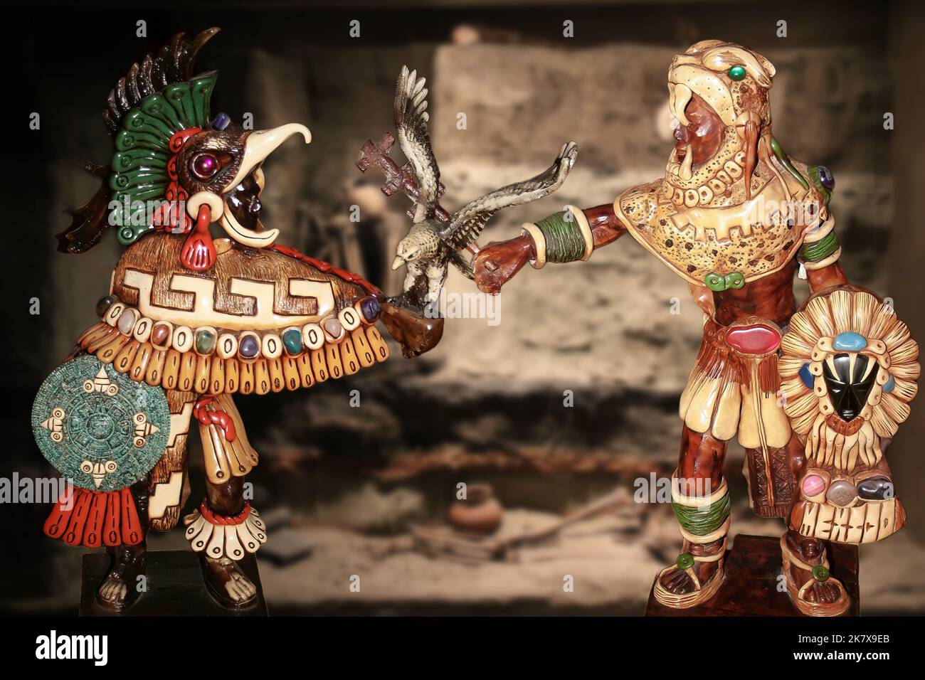 The Jaguar Warriors along with the Eagle Warriors were the chosen warriors of the Aztec army. Stock Photo