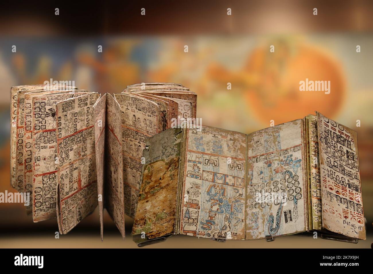 A reproduction of the famous Mayan codes, Mayan folding books, written