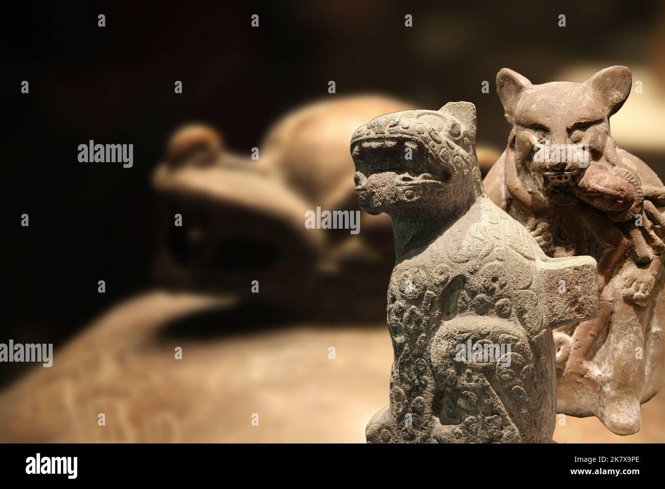 The Jaguar in Mayan mythology is a very important figure and personifies a multiplicity of Deities Stock Photo