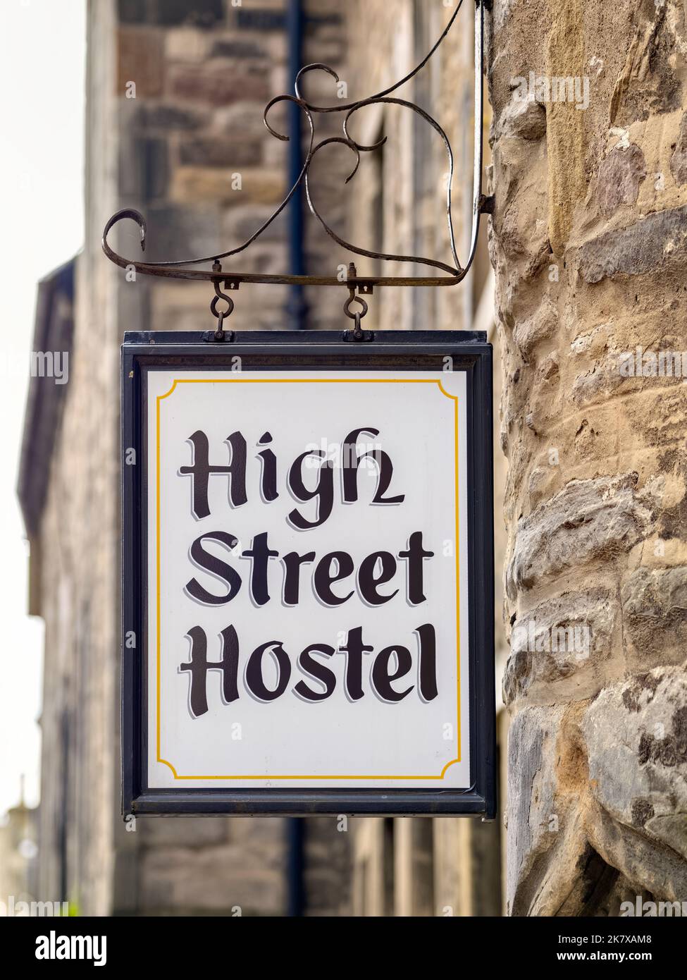 Sign for The High Street Hostel, 8-18 Blackfriars Street, Edinburgh EH1 1NE Stock Photo
