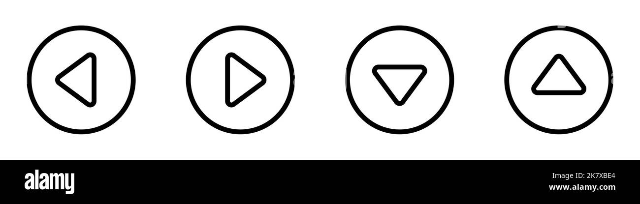 Arrow icons. Set of black linear arrows. Arrow symbols. Vector illustration. Arrows in different directions Stock Vector