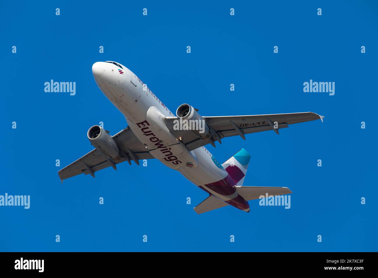 Airplane from the German airline Eurowings on approach for landing