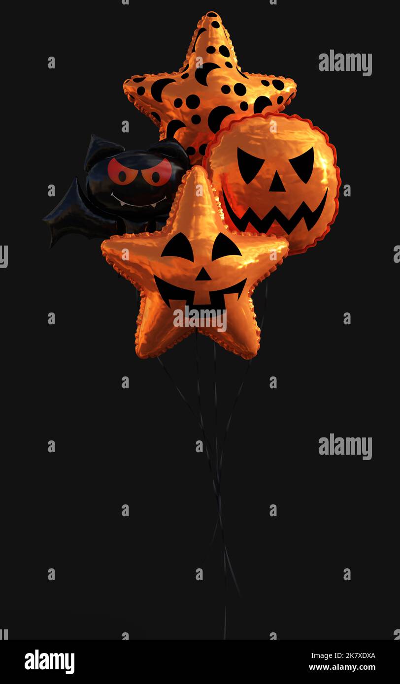 3d Illustration Balloon a Pumpkin Head. Holiday Concept with Happy Halloween Stock Photo