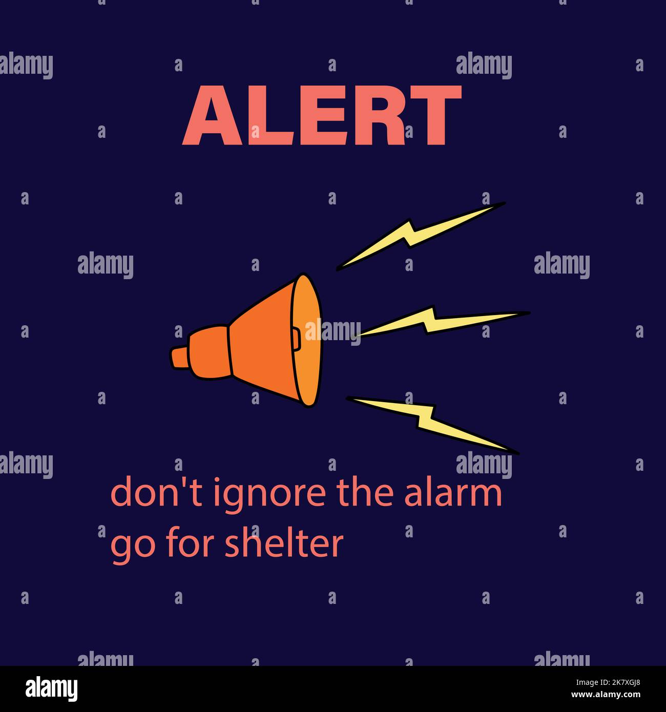 not ignore the alarm go for shelter Stock Vector