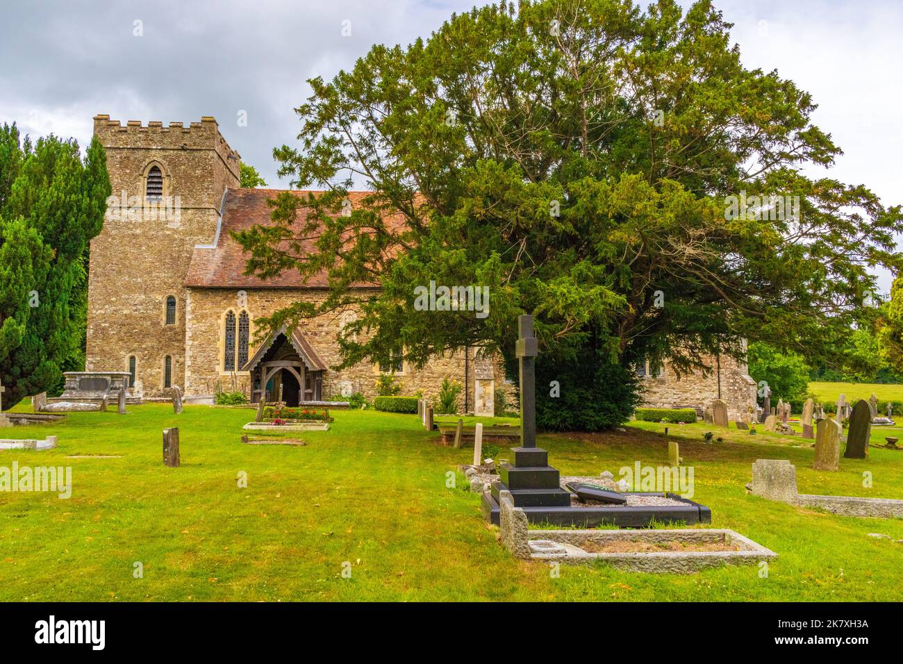 View of St Peter and St Paul's Church, Saltwood village,Kent UK Stock