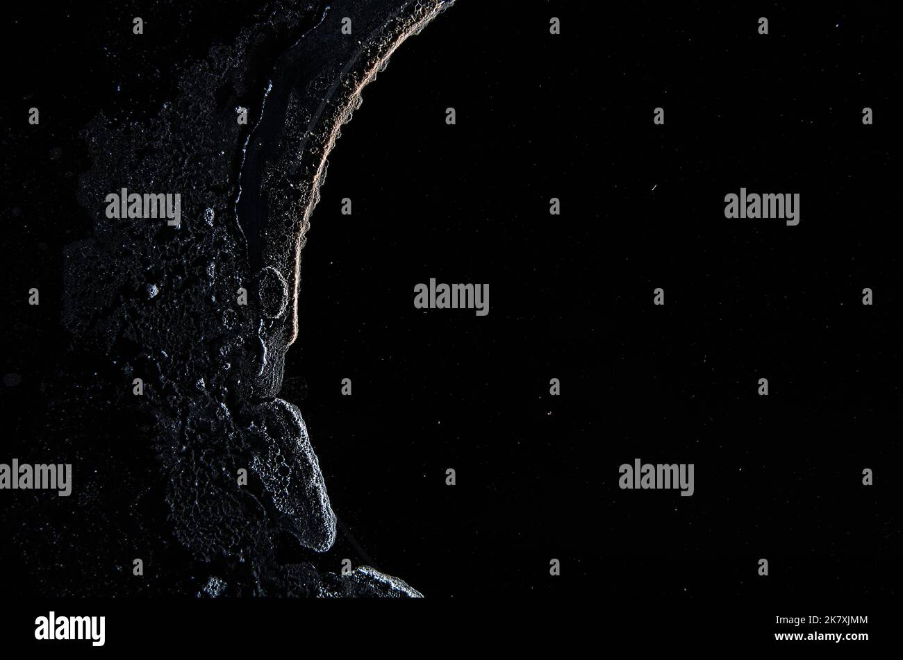 Ceramic kitchen stove burn damage marks and dry saline water splashes