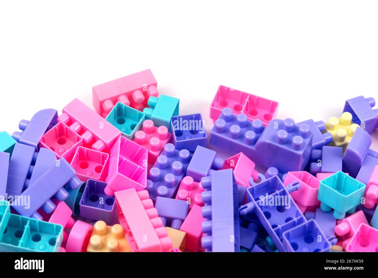 Pastel colored toy blocks with copy space Stock Photo