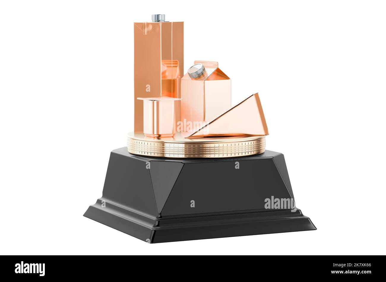 Packaging for dairy, juice products golden award concept. 3D rendering ...