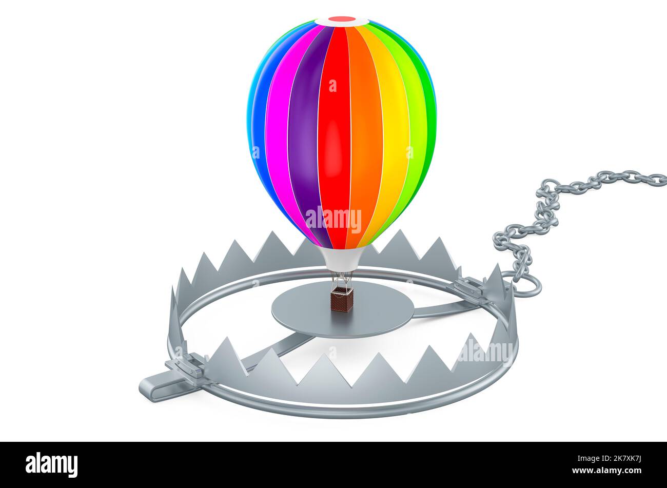 Bear trap with air balloon, 3D rendering isolated on white background ...