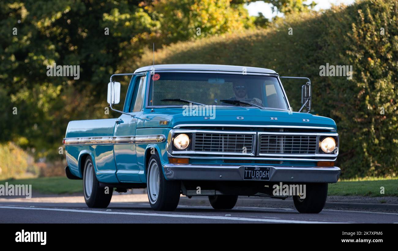 1970 blue Ford F100 truck Stock Photo