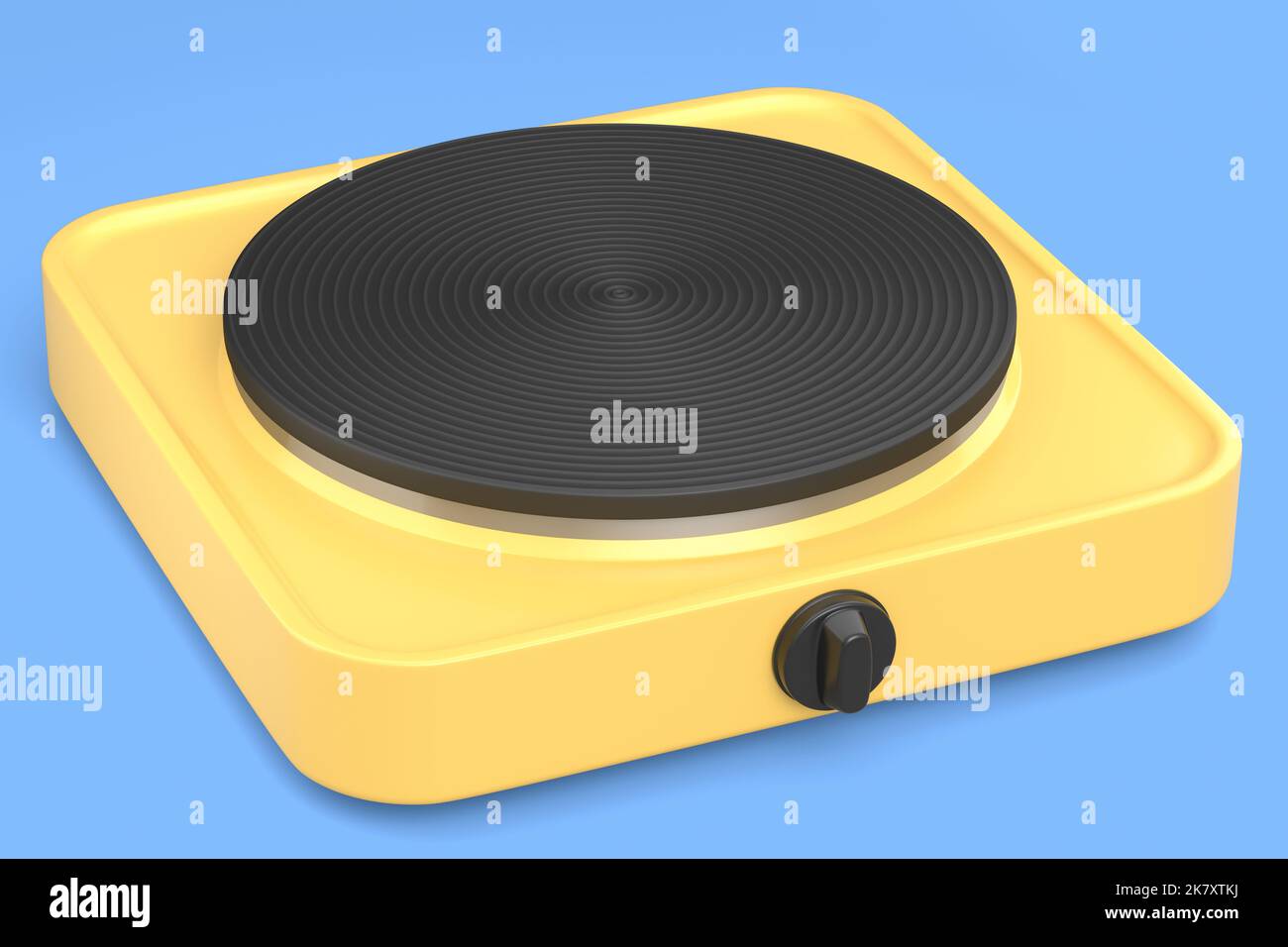 Portable camping electric stove isolated on blue background. 3d render