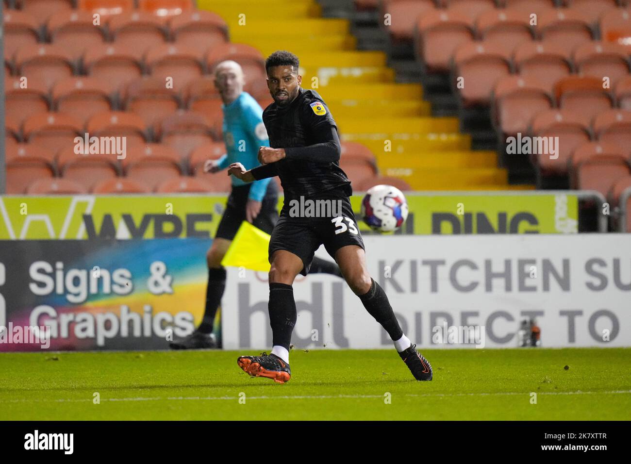 Cyrus Christie 33 of Hull City crosses the ball during the Sky Bet Championship match Blackpool